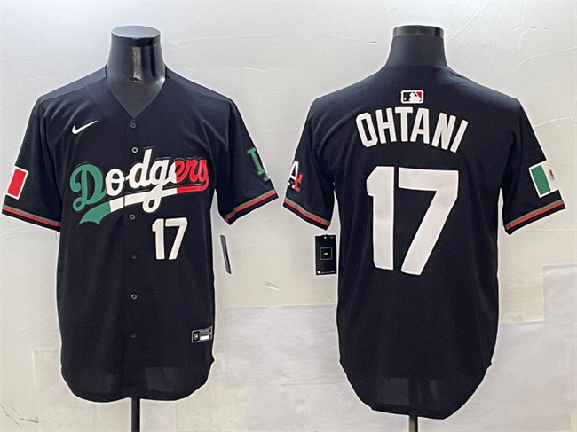 Men's Black Los Angeles Dodgers #17 Shohei Ohtani Mexico Flag Limited Stitched Baseball Jersey